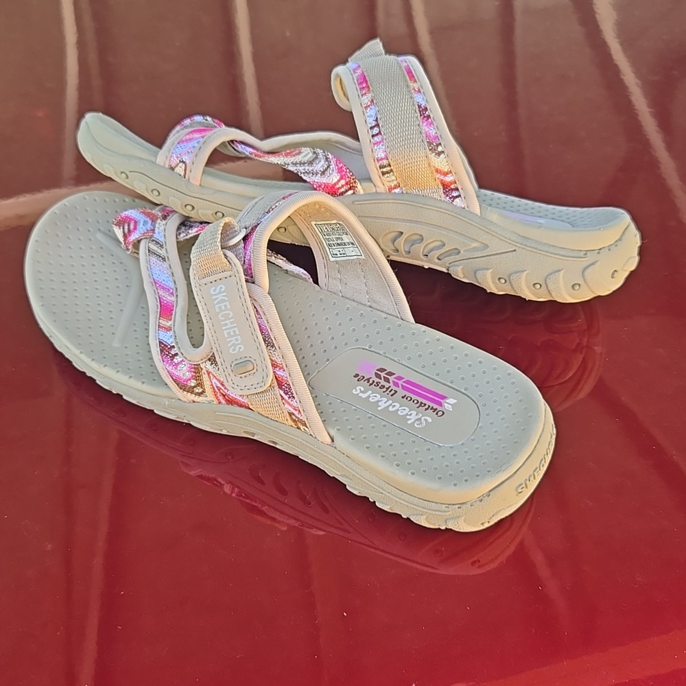 New Skechers Women's Slippers Orthopedic Pink Strap Comfort Shoes Cottage Size 8